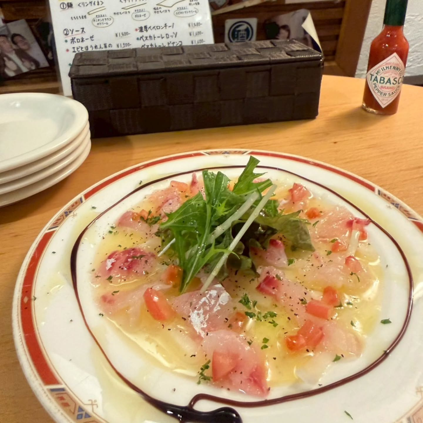 今日も新鮮な真鯛のカルパッチョご用意してます